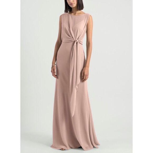 Jenny Yo Paltrow Overlay Chiffon Gown Maxi dress blush Pink Size 10 - Picture 3 of 16